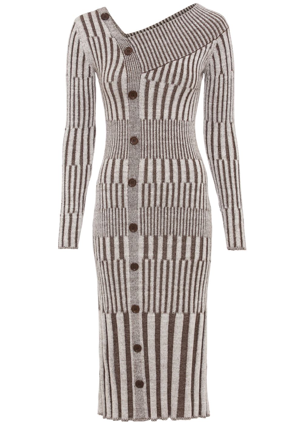 Venus Button-Front Sweater Dress - Grey & Black