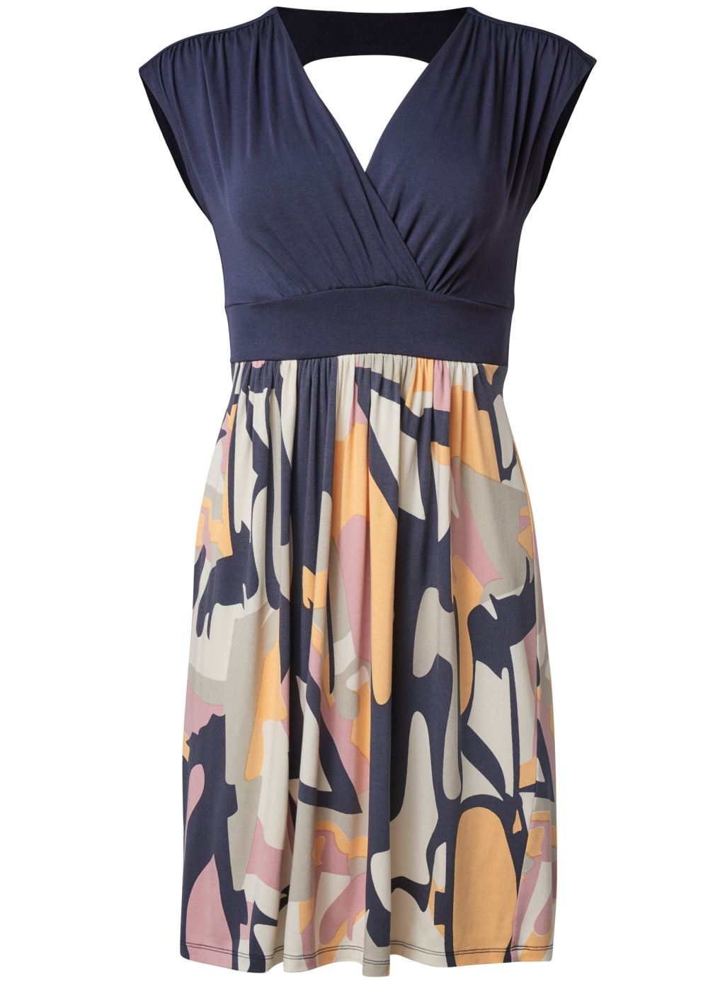 Venus Abstract Print Dress - Navy Multi
