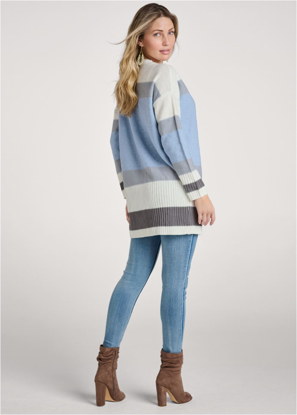 Venus VENUS | Color Block Stripe Cardigan in Blue Multi