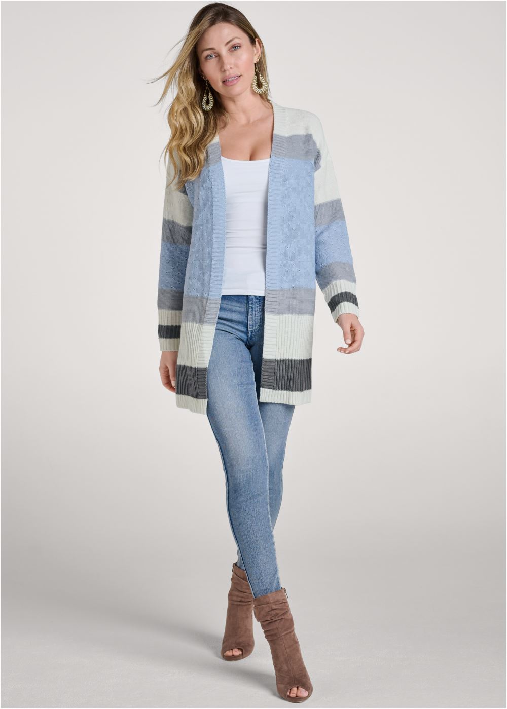 Venus VENUS | Color Block Stripe Cardigan in Blue Multi