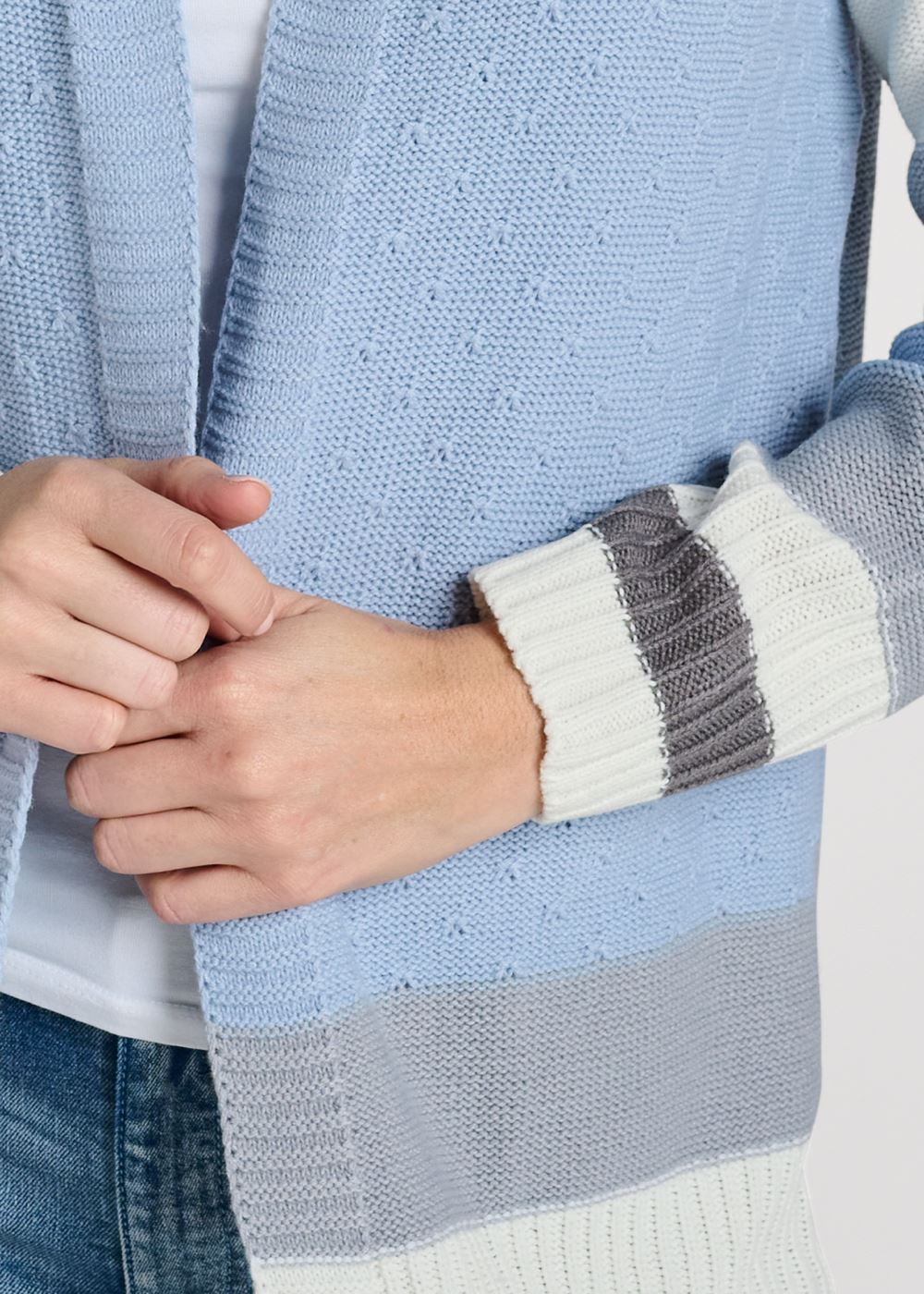 Venus VENUS | Color Block Stripe Cardigan in Blue Multi