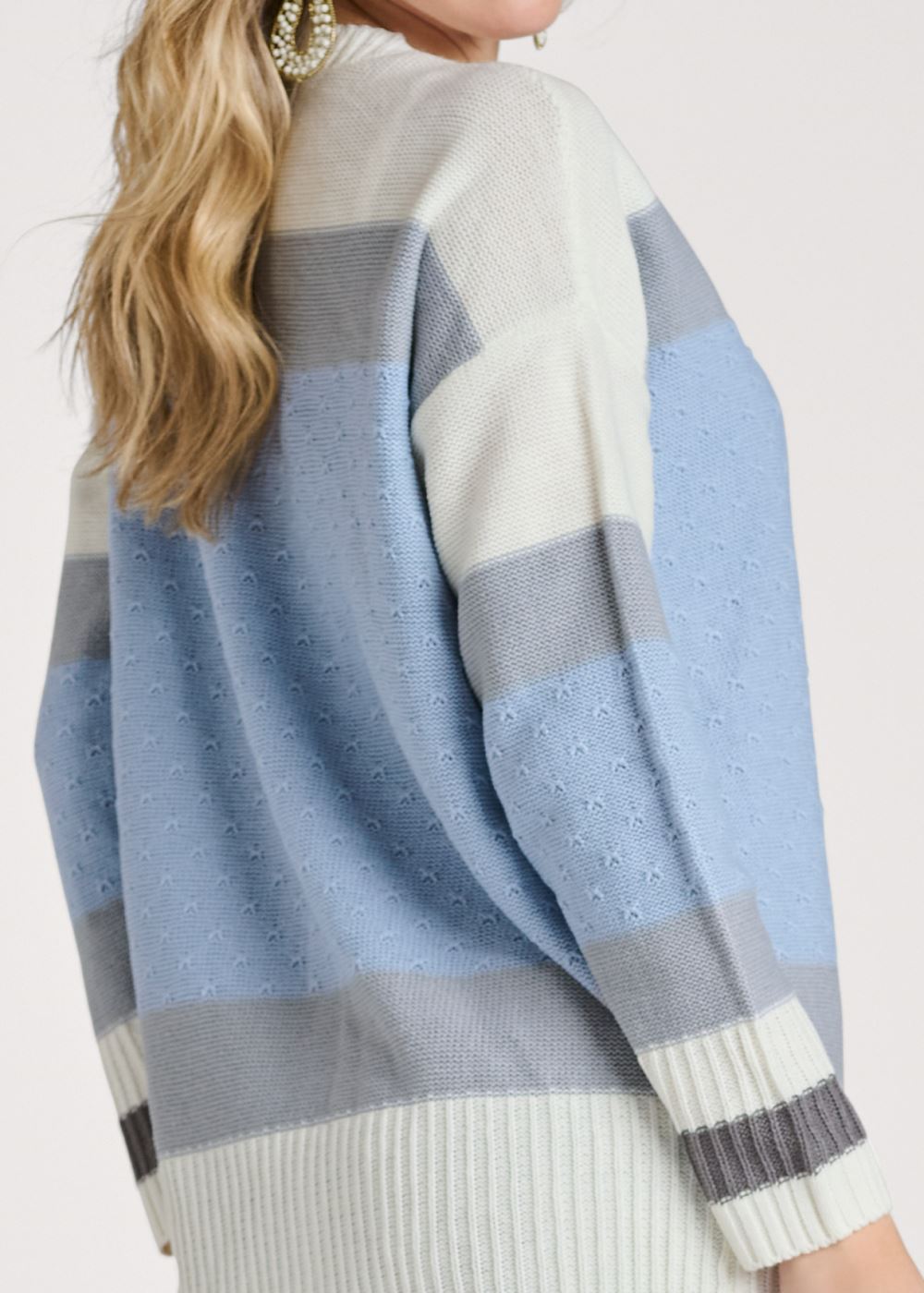 Venus VENUS | Color Block Stripe Cardigan in Blue Multi