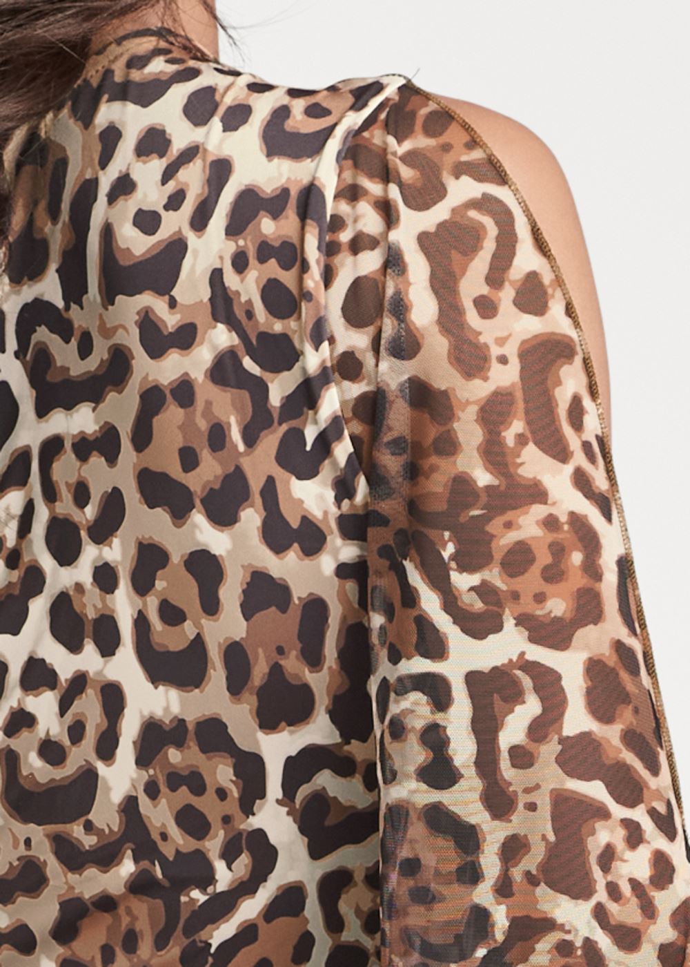 Venus Exaggerated Sleeve Dress - Brown Multi