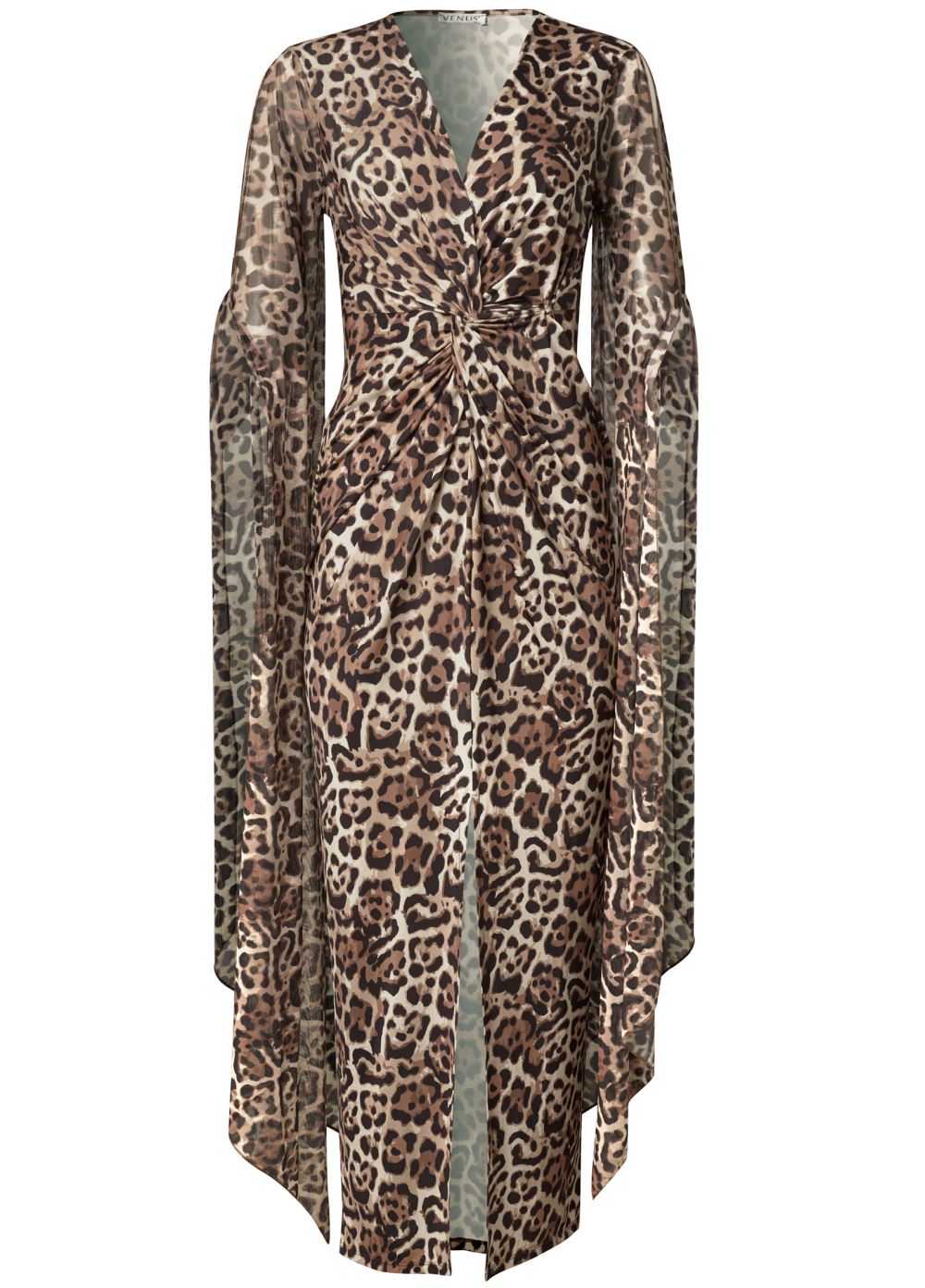 Venus Exaggerated Sleeve Dress - Brown Multi