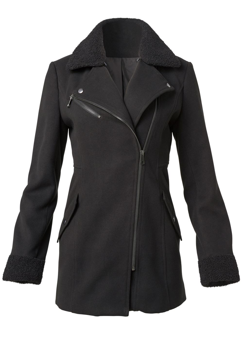 Venus Mid-Length Moto Jacket in Black