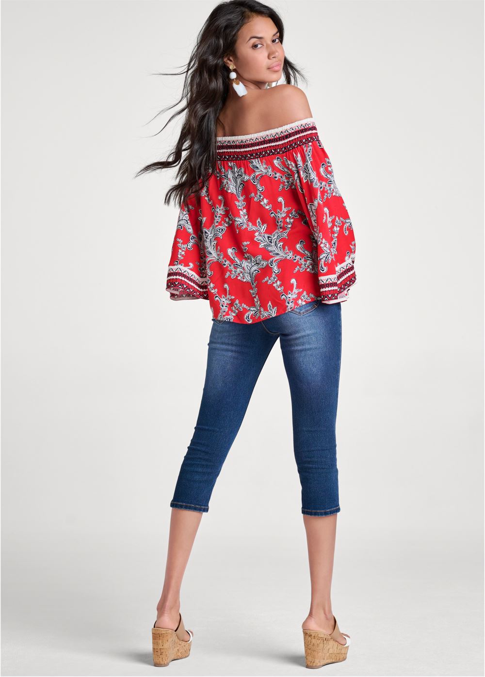Venus Paisley And Patriotic Top in Red And Blue
