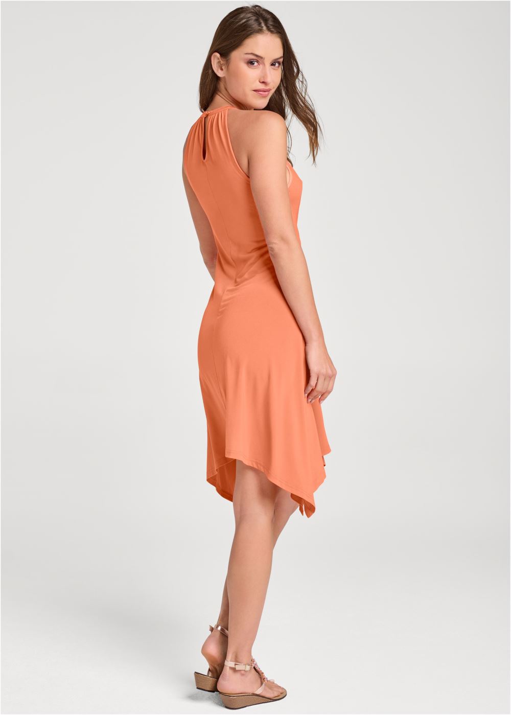 Venus Keyhole Detail A-Line Dress - Orange