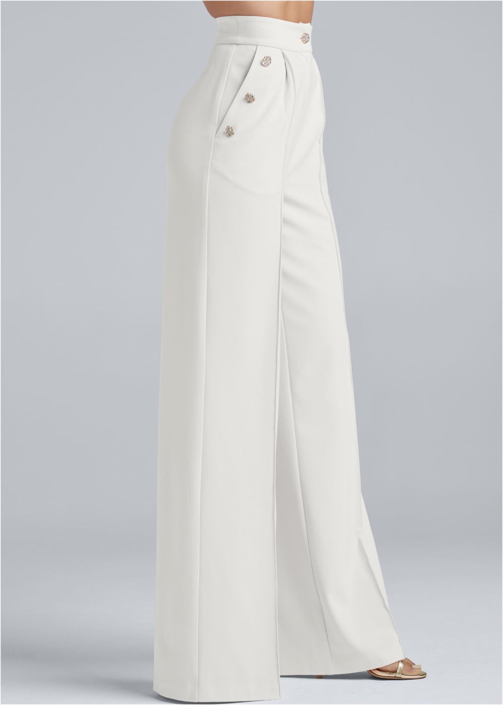 Venus Pleated Wide Leg Pants in Off White
