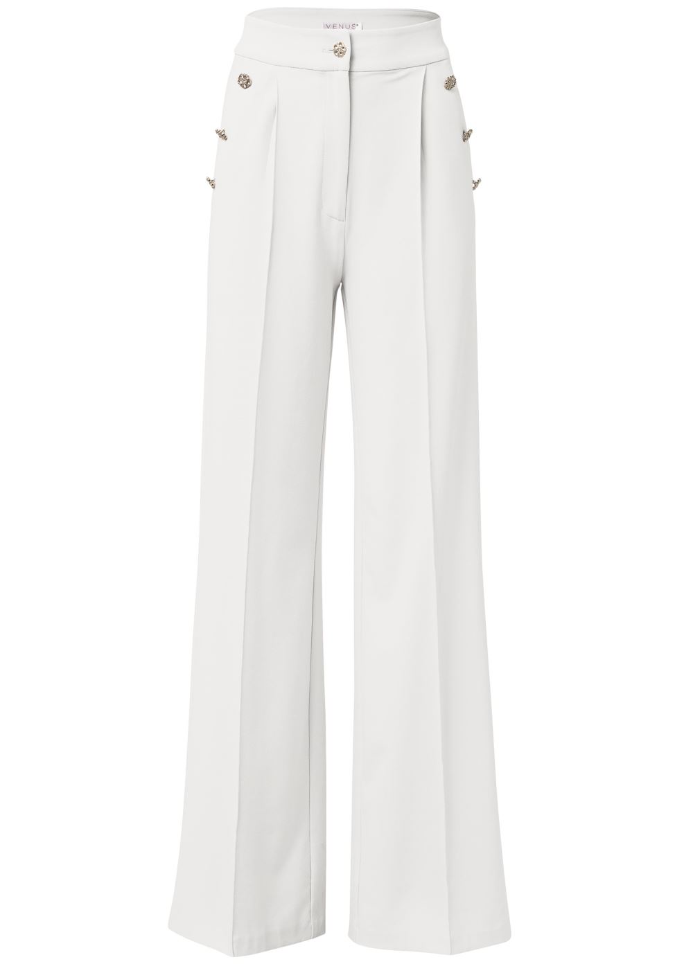 Venus Pleated Wide Leg Pants in Off White