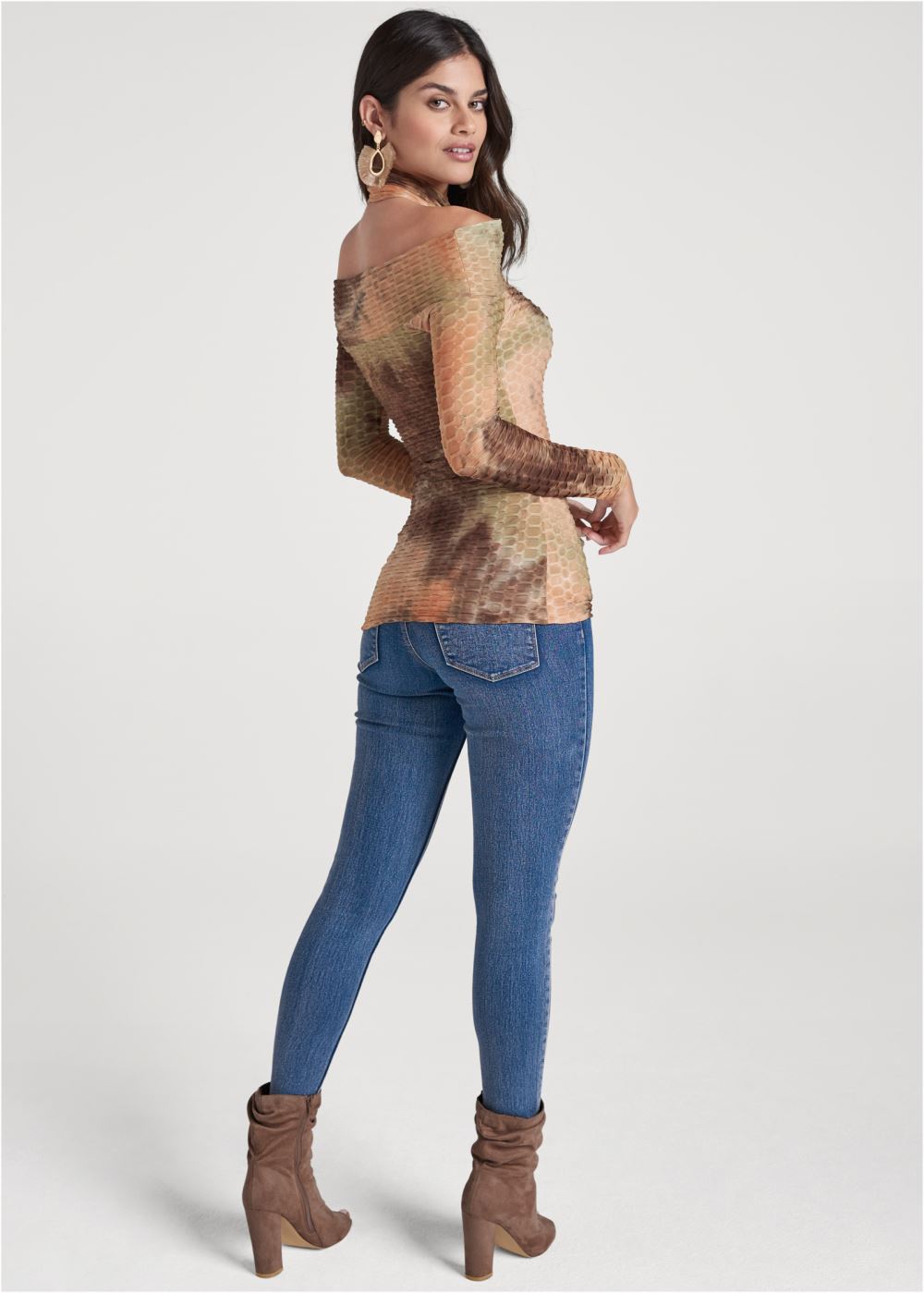 Venus Saharan Tie Dye Top in Brown Multi