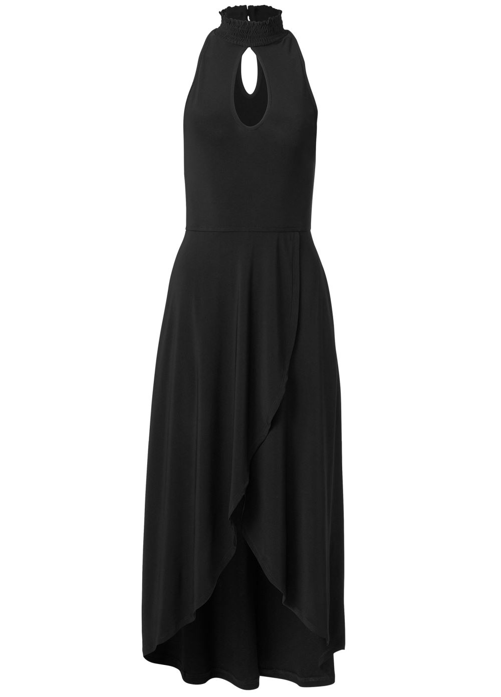 Venus High-Low Keyhole Dress - Black