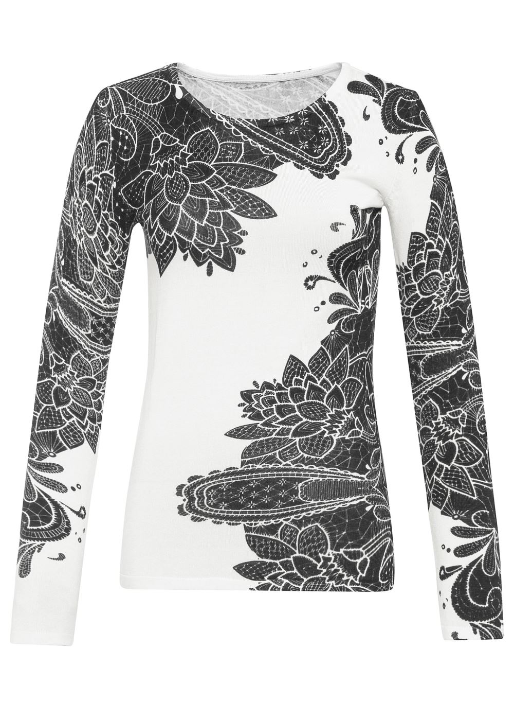 Venus VENUS | Petal Print Sweater in Black & White
