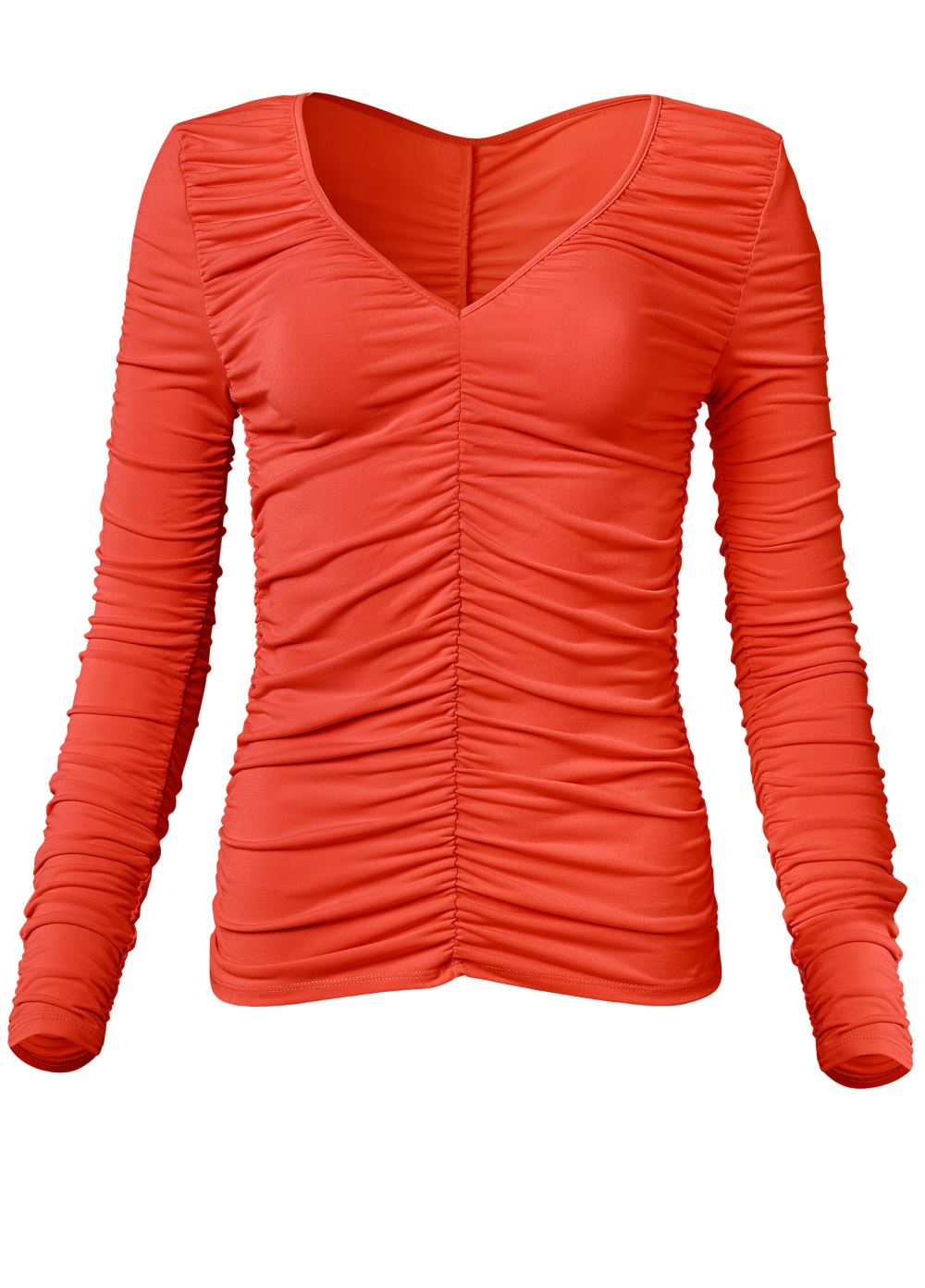 Venus Ruched V-Neck Top in Orange