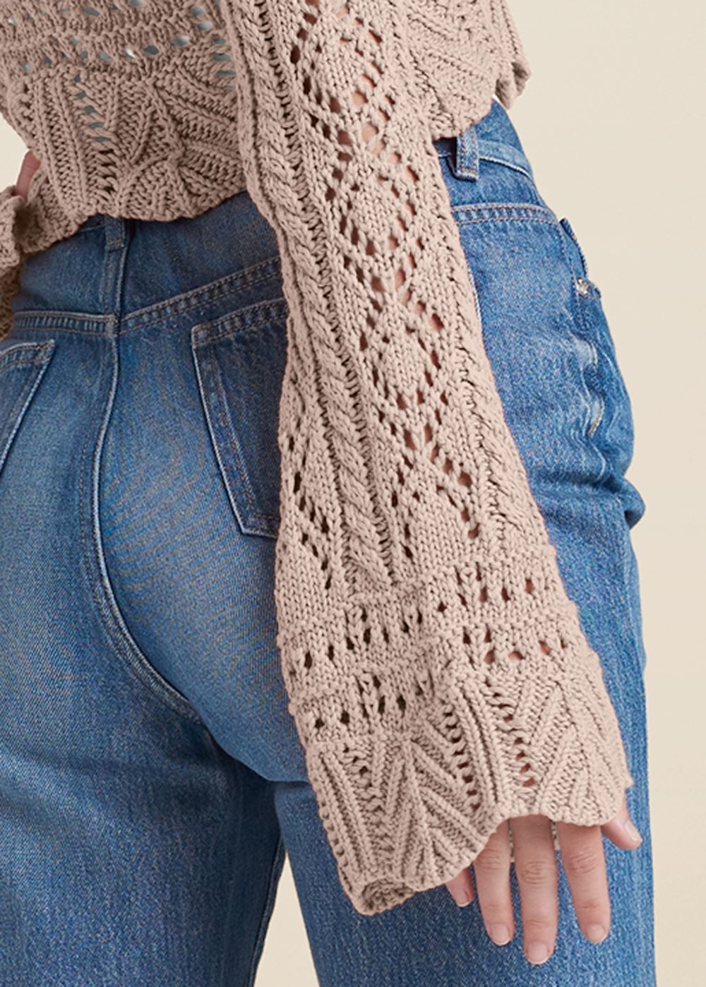 Venus VENUS | Tie-Front Cropped Cardigan in Taupe