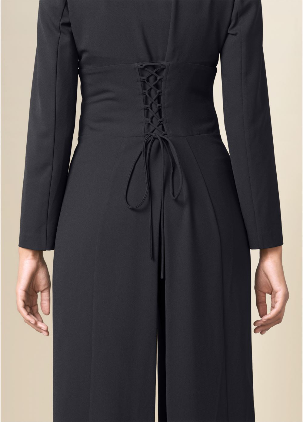 Venus Corset Detail Long Blazer in Black