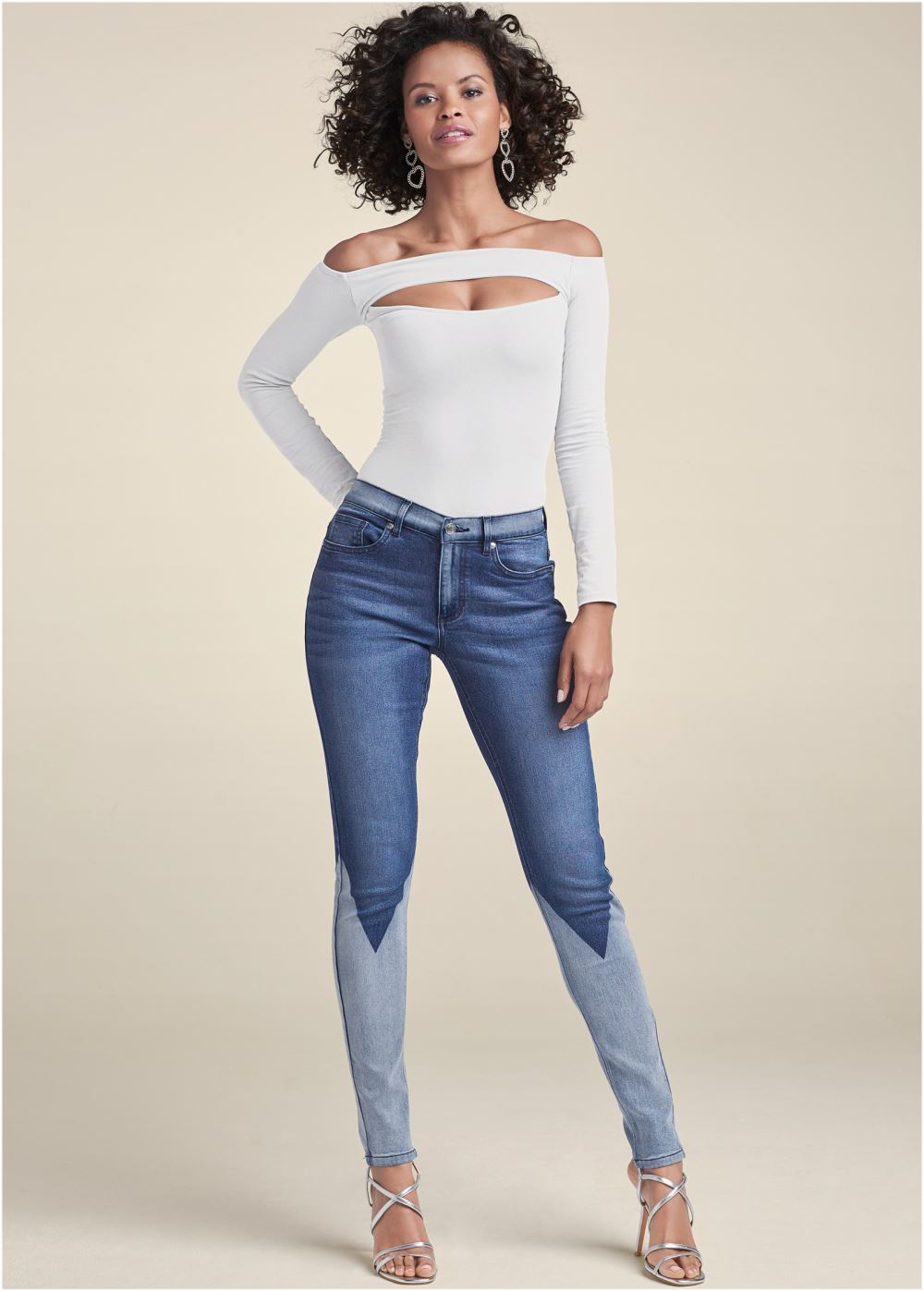 Venus Denim Blue LASER PRINT SKINNY JEANS