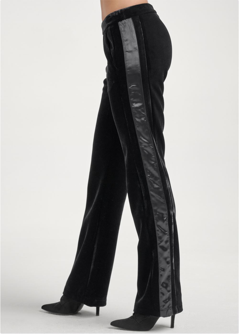 Venus Black VELVET SATIN WIDE-LEG PANTS