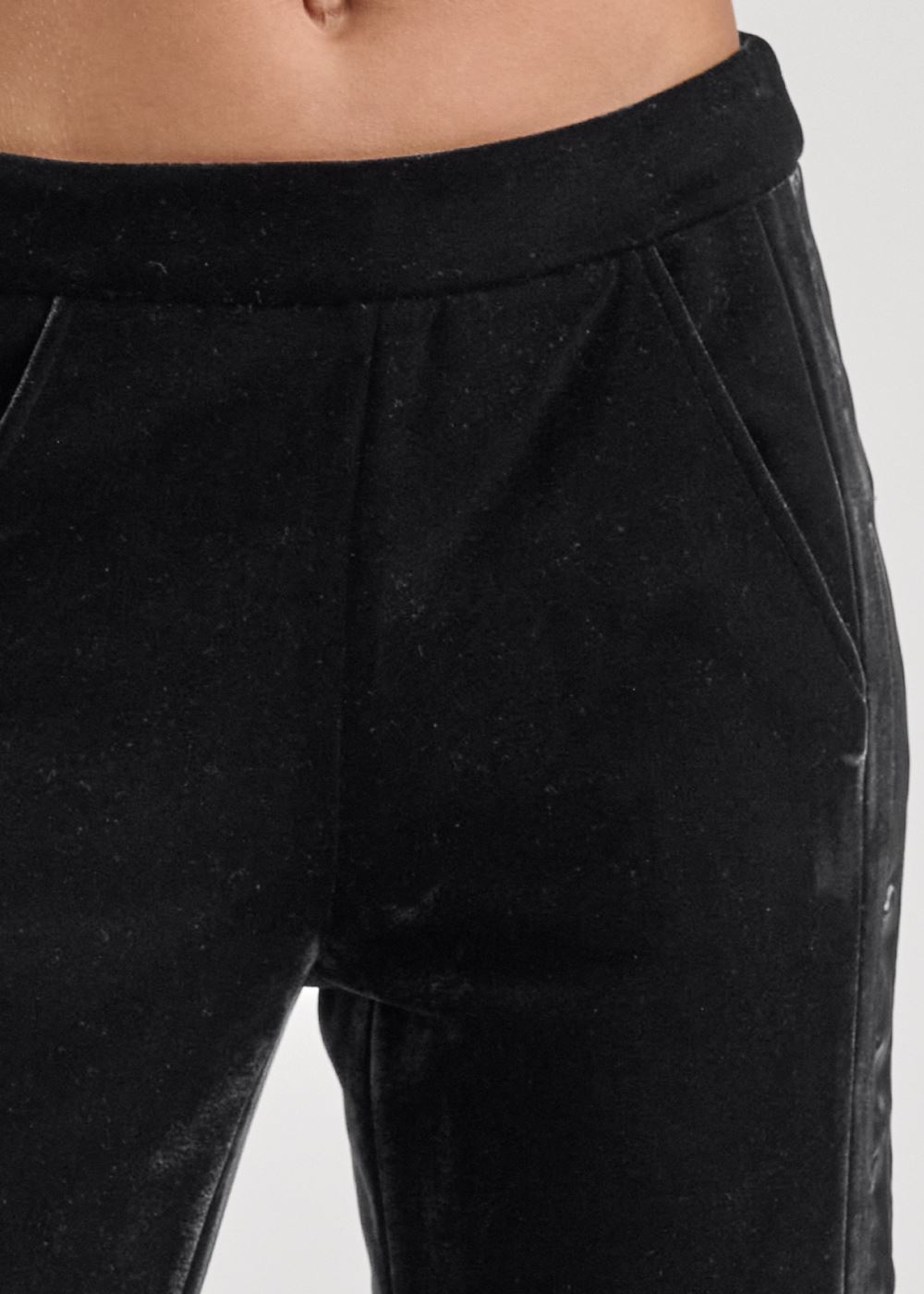 Venus Black VELVET SATIN WIDE-LEG PANTS