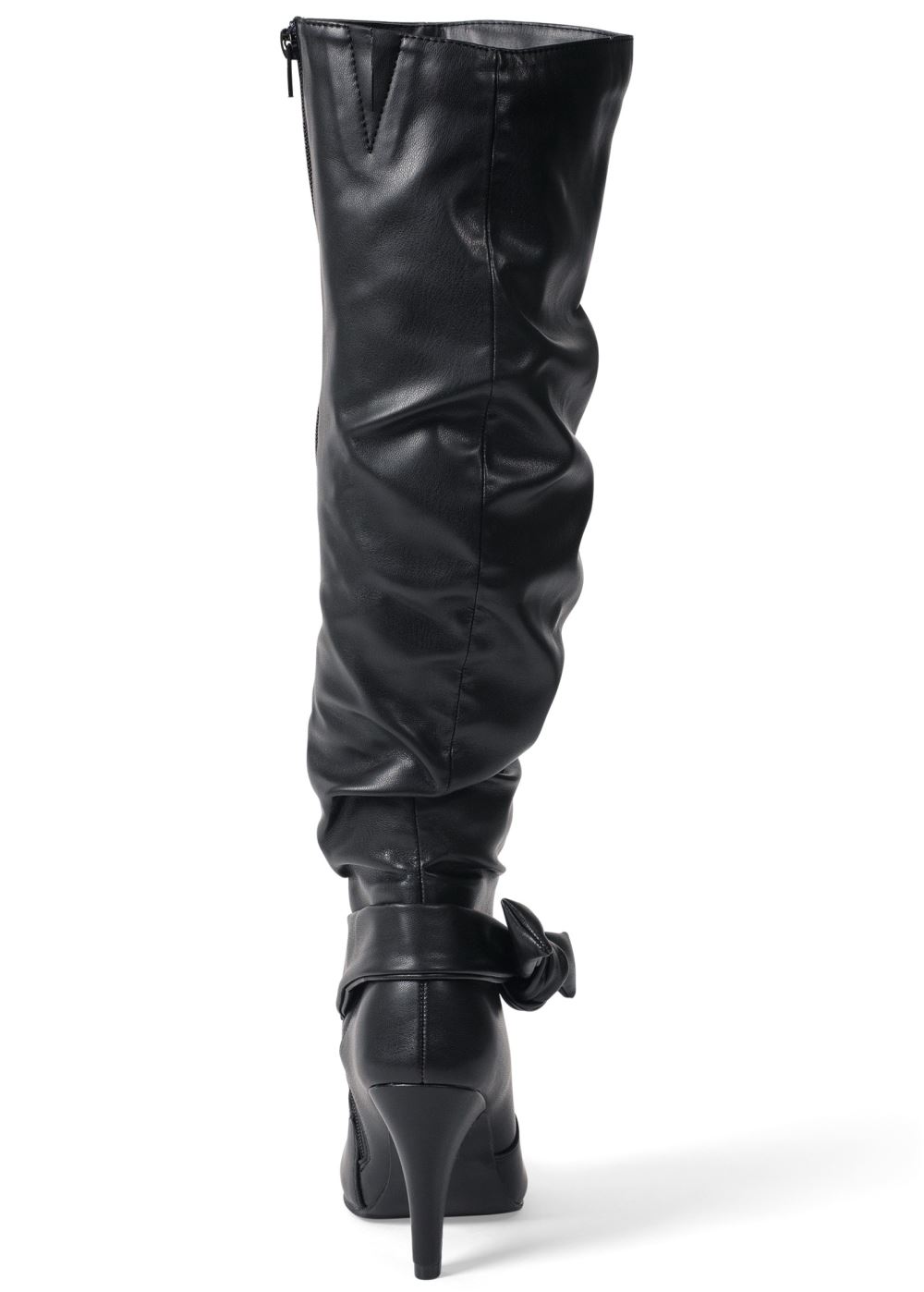 Venus Slouchy High Heel Bow Boots in Black