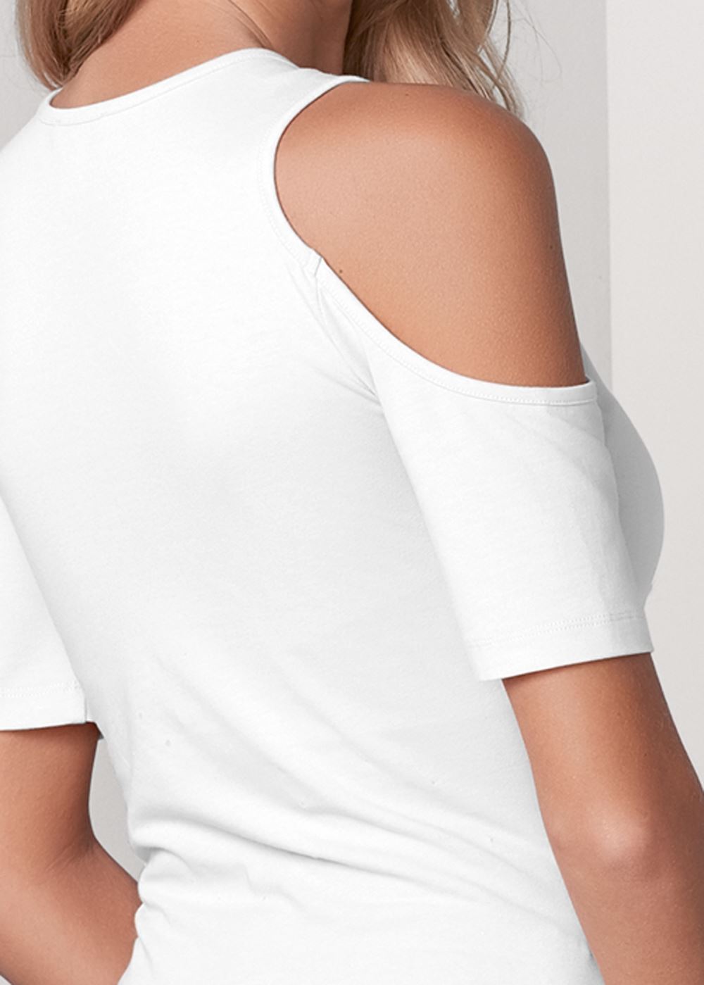 Venus Long And Lean Cold-Shoulder Top in White