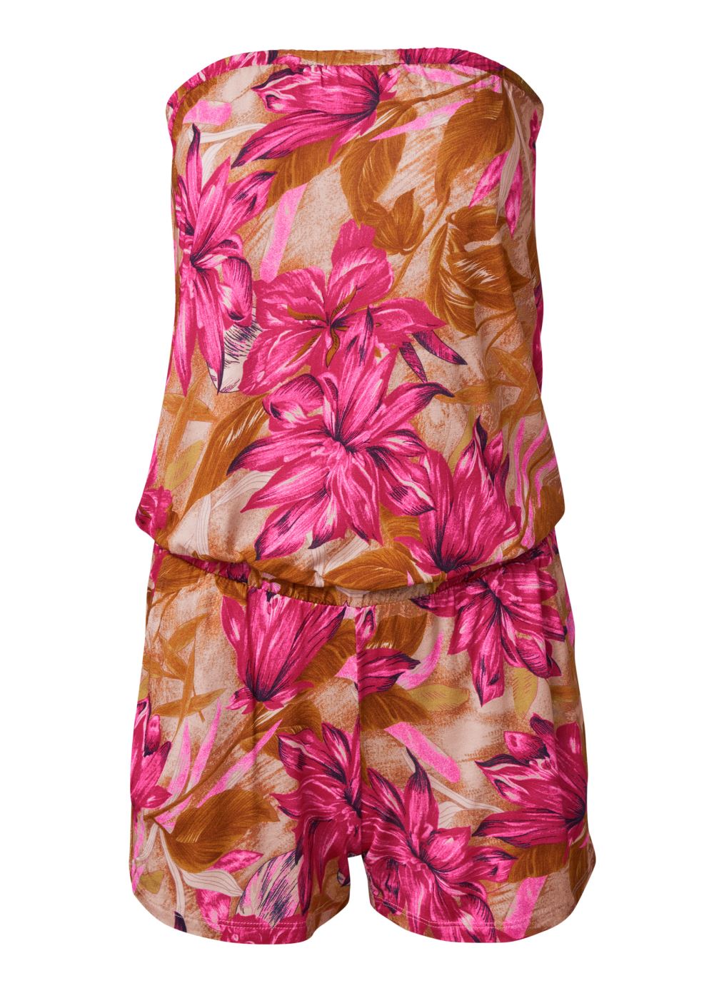 Venus Strapless Casual Romper in Pink Multi