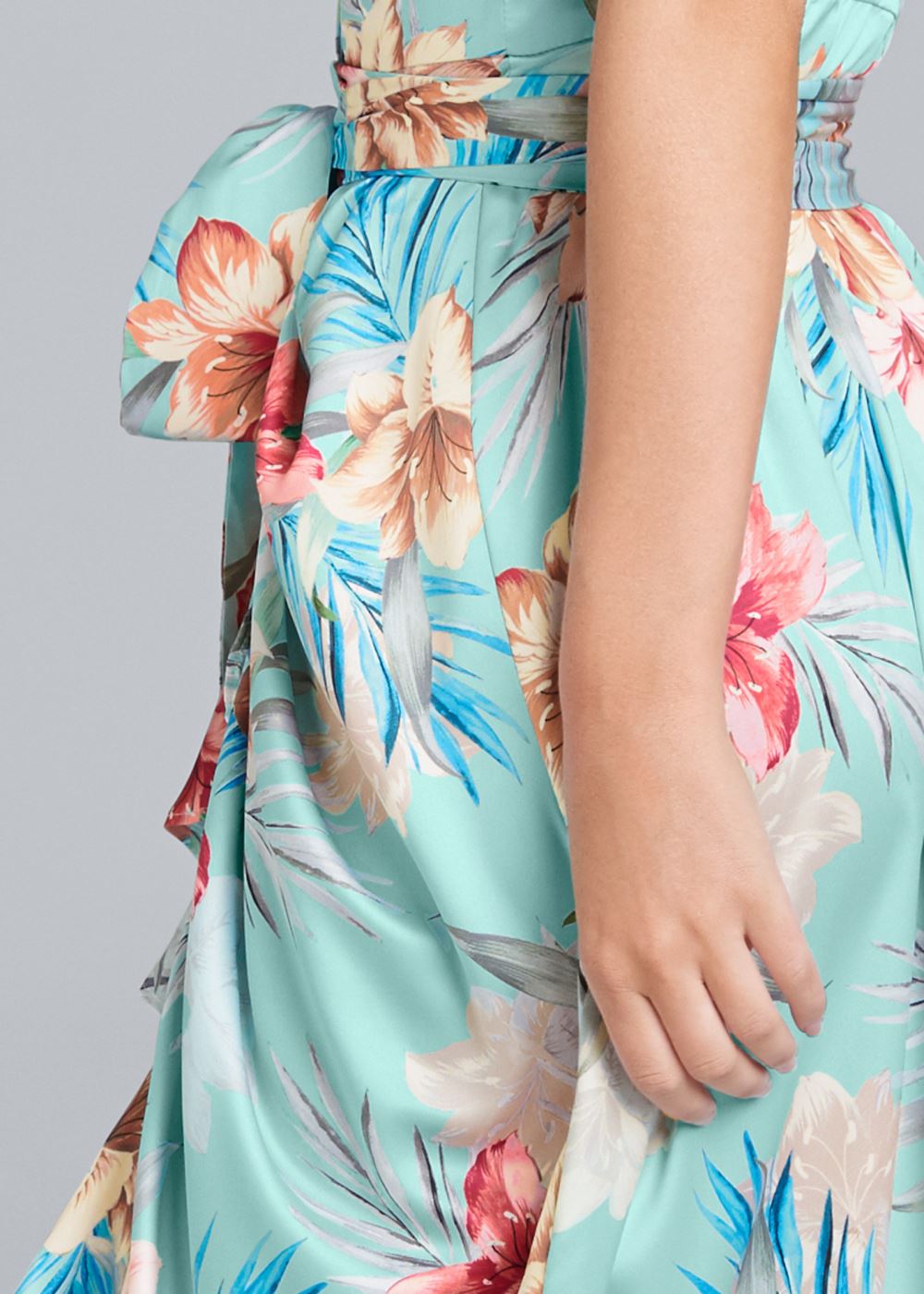 Venus Floral Print Wrap Dress - Aqua Multi