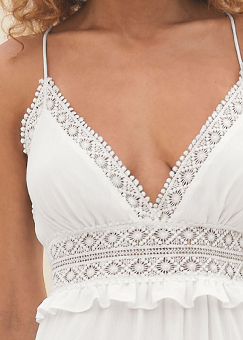 Venus Crochet Detail Maxi Dress - Off White