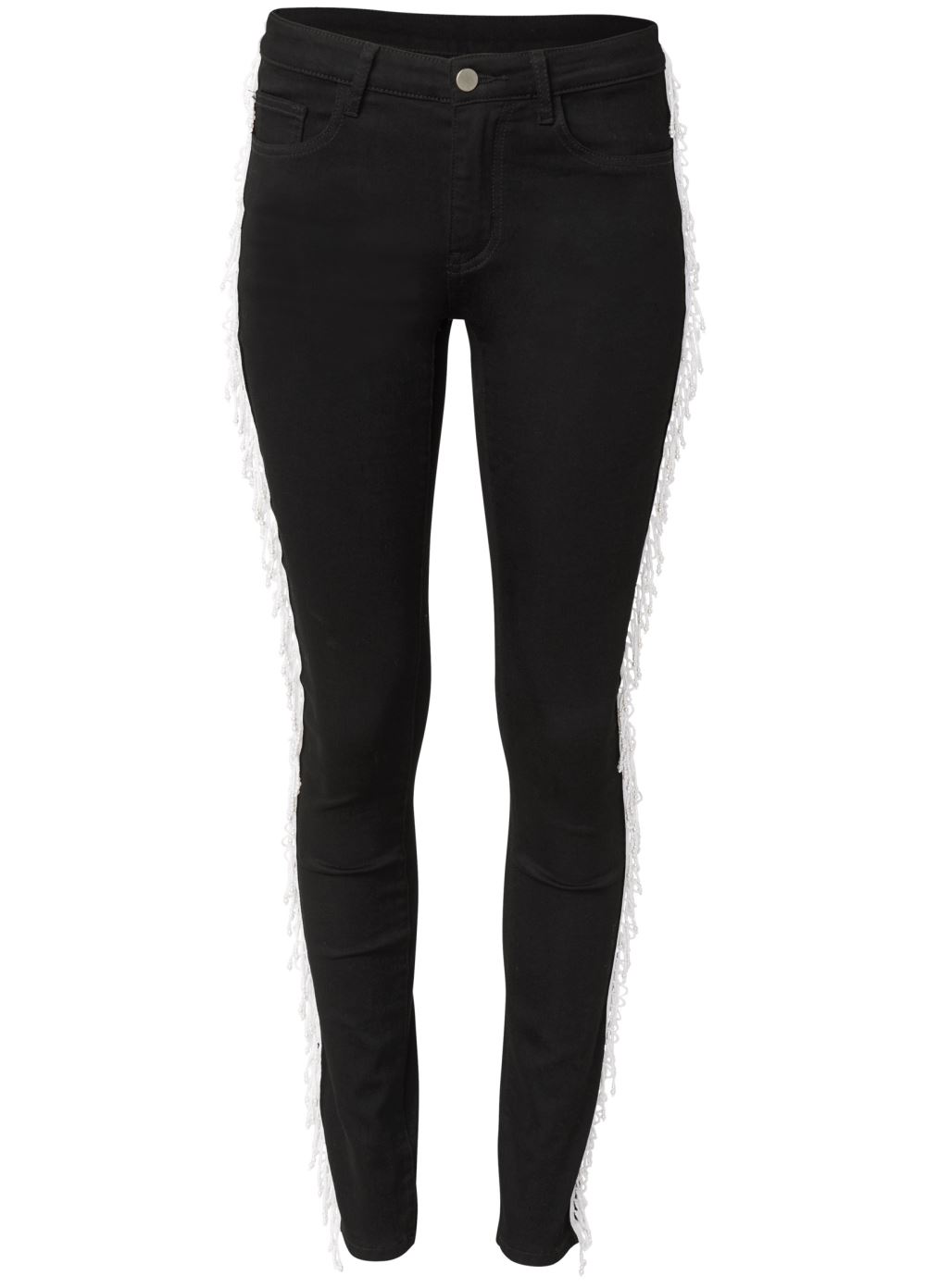 Venus Black Denim PEARL FRINGE SKINNY JEANS