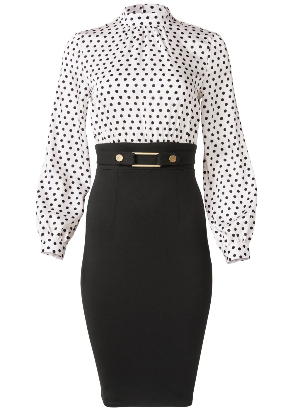 Venus Belted Pencil-Skirt Dress - White & Black