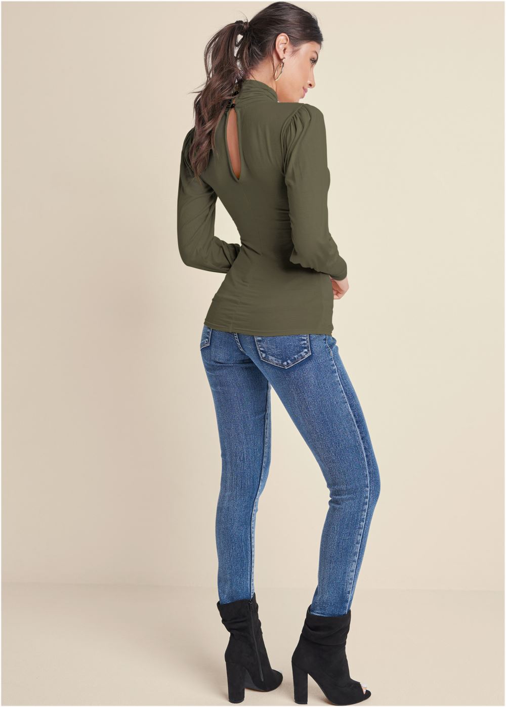 Venus Turtleneck Top in Olive