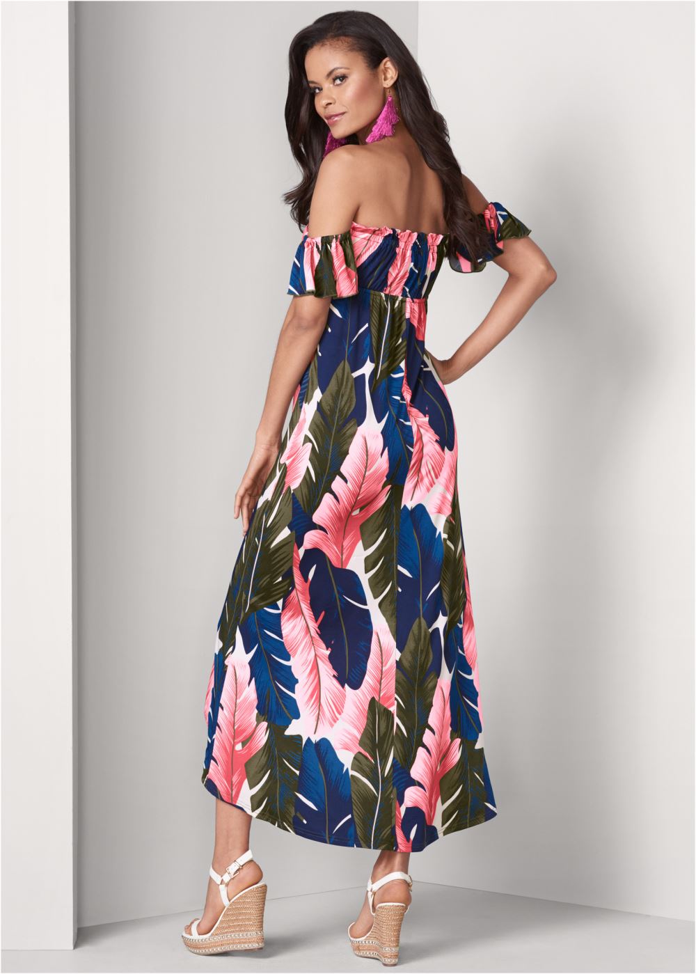 Venus Off-The-Shoulder Maxi Dress - Pink Multi
