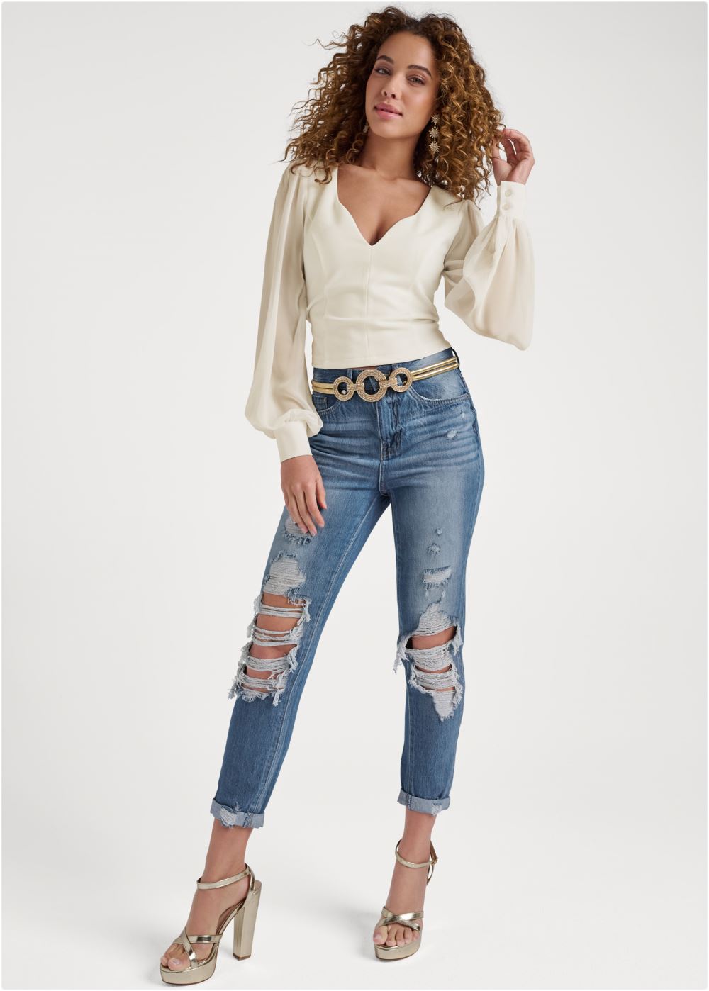 Venus Open-Back Tie Blouse in Off White