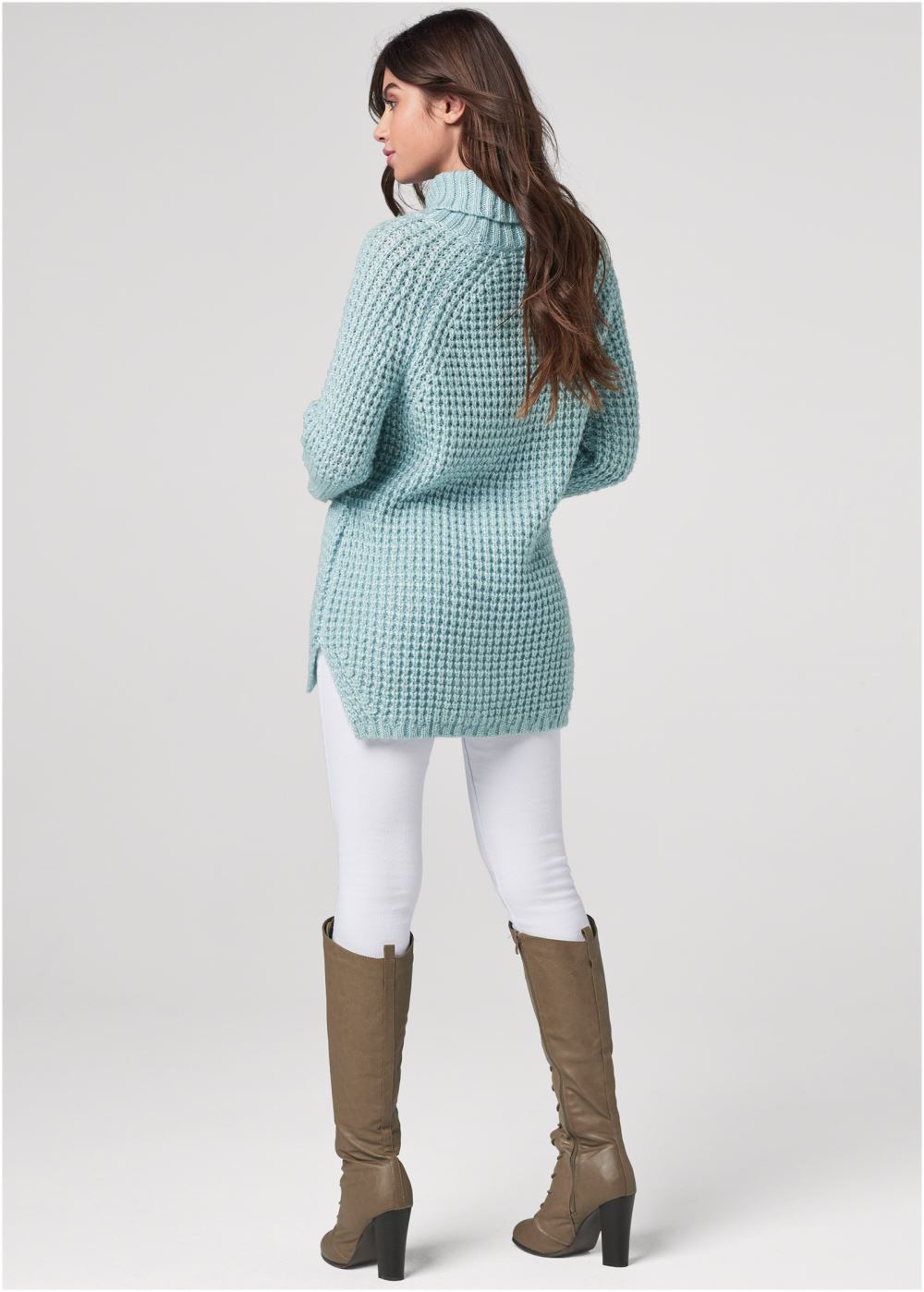 Venus VENUS | Waffle Stich Turtleneck in Light Blue