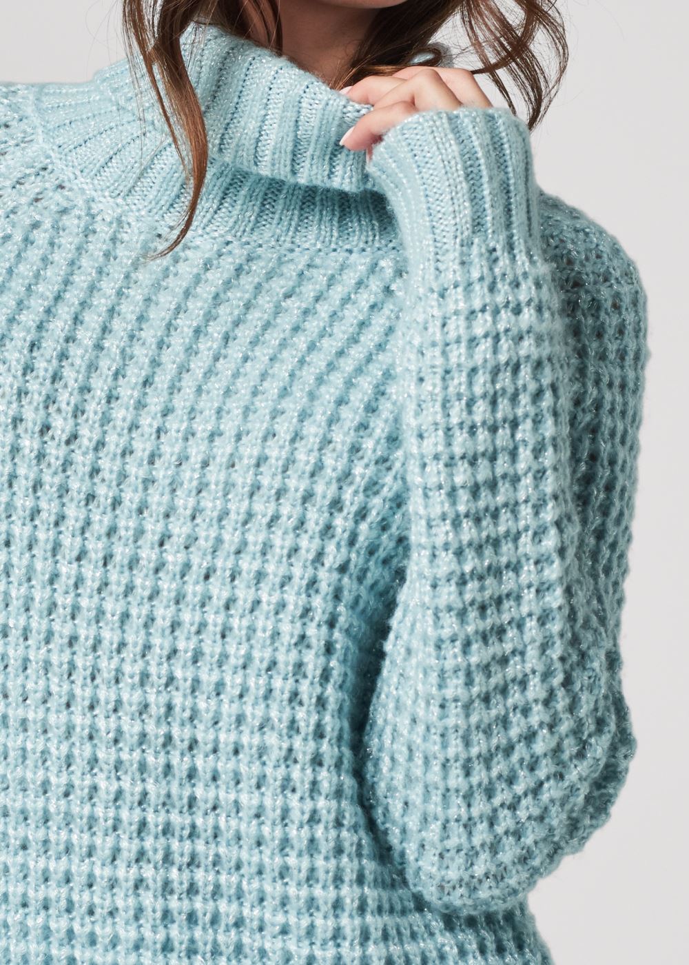 Venus VENUS | Waffle Stich Turtleneck in Light Blue