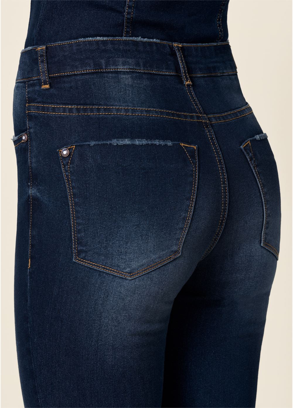 Venus Off-The-Shoulder Denim Jumpsuit in Dark Wash