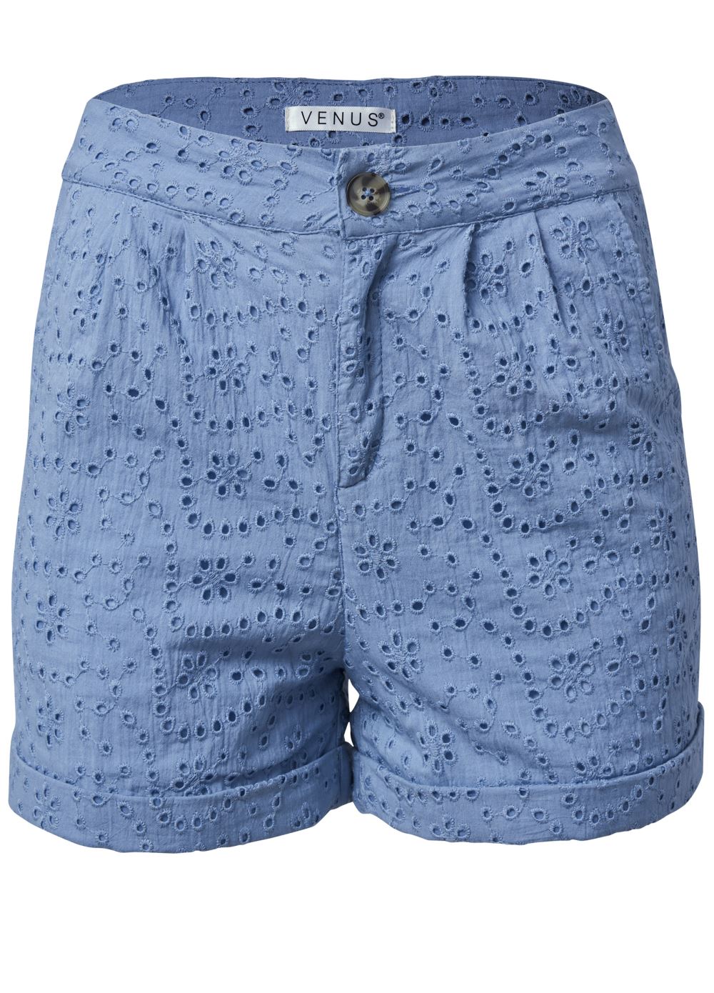 Venus Blue EYELET CUFFED BUTTON SHORTS
