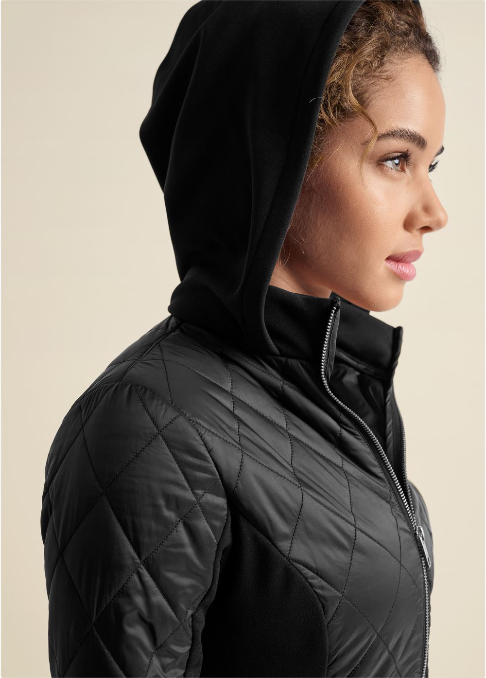 Venus Quilted Puffer Jacket in Black