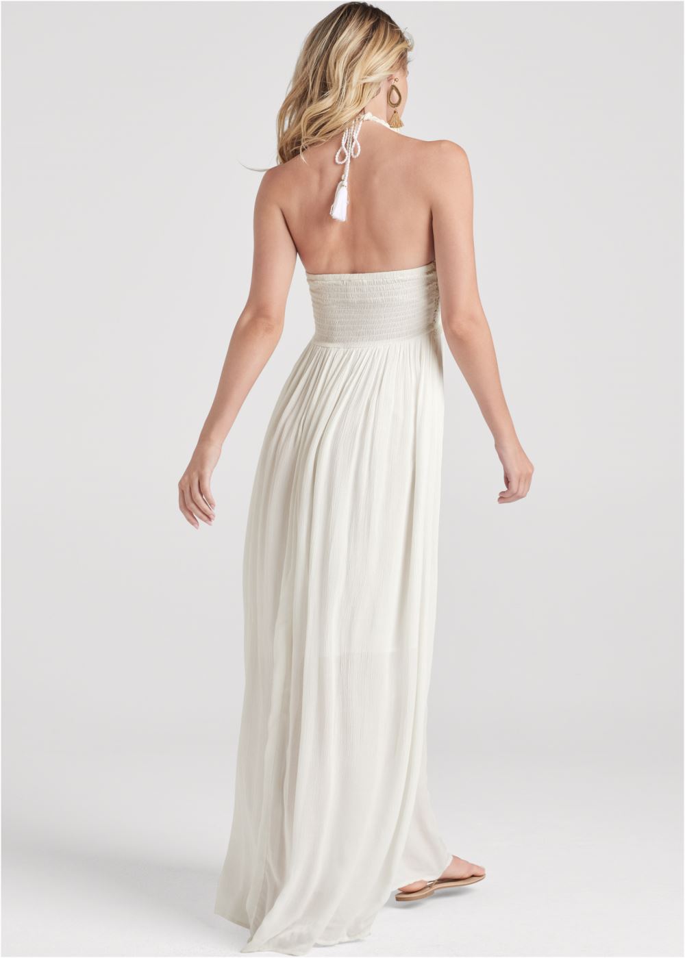 Venus Crochet Detail Maxi Dress - Off White Multi