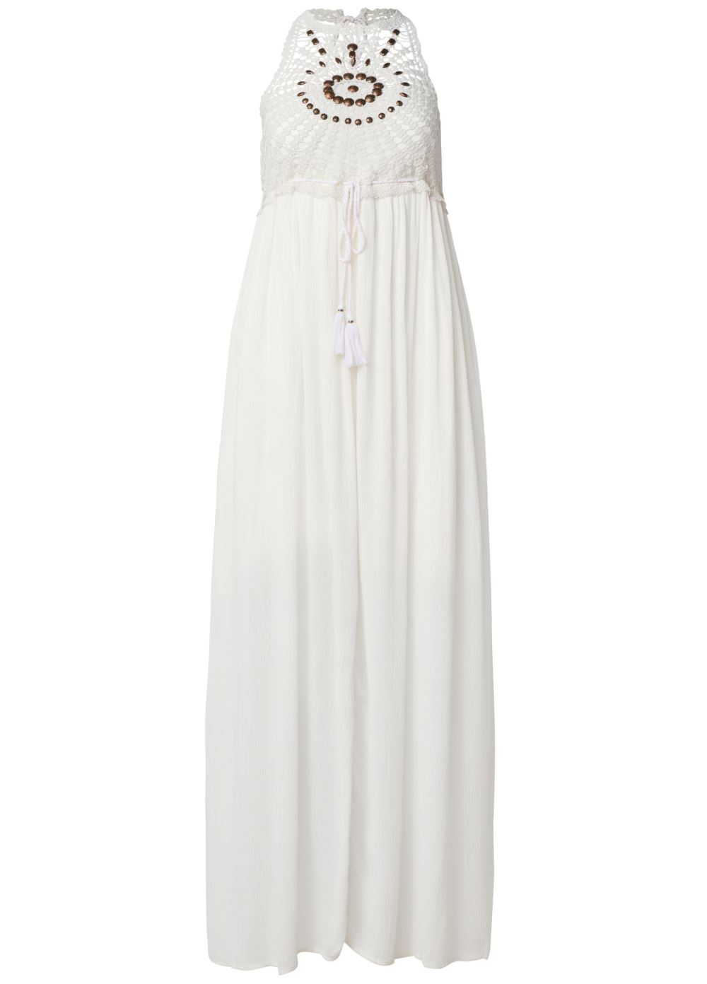 Venus Crochet Detail Maxi Dress - Off White Multi