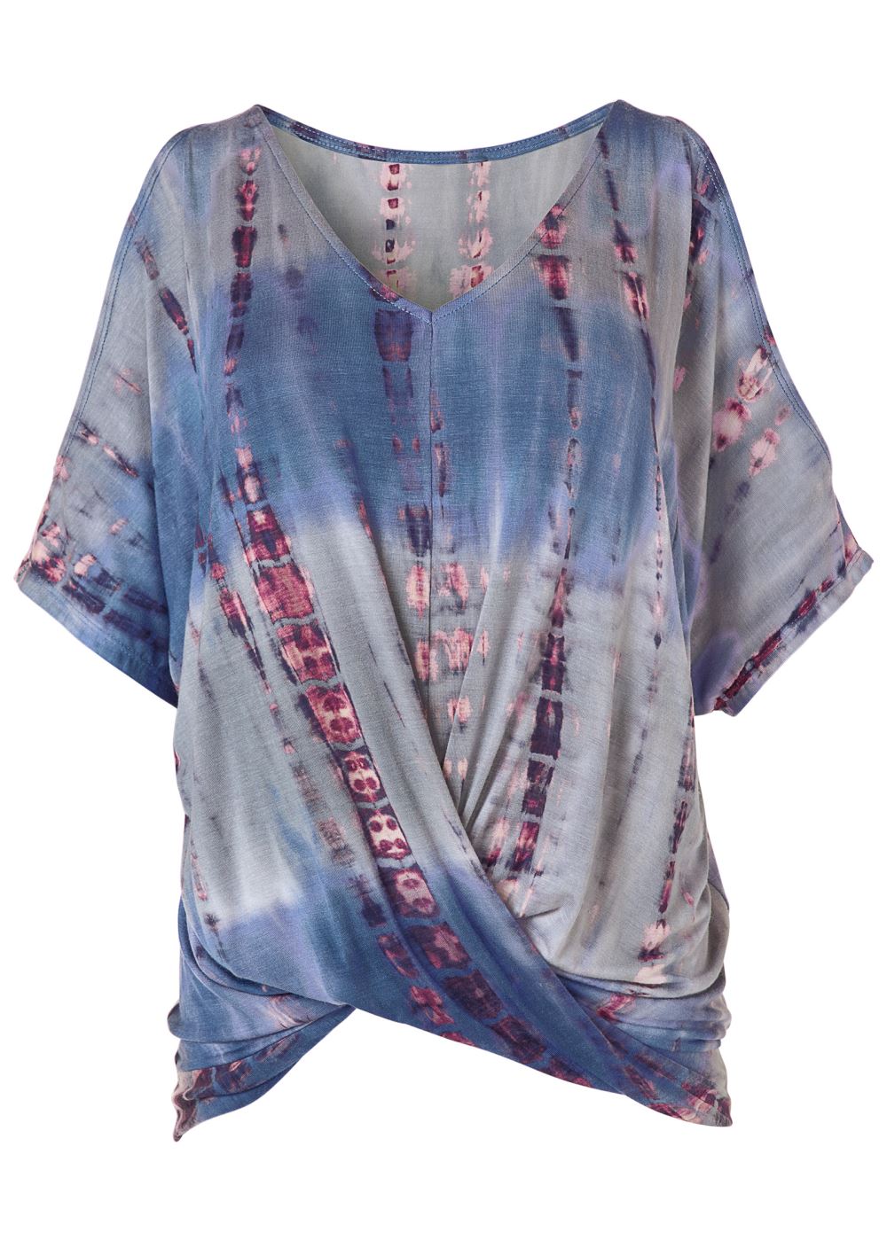 Venus Cold-Shoulder Twist Top in Blue Multi