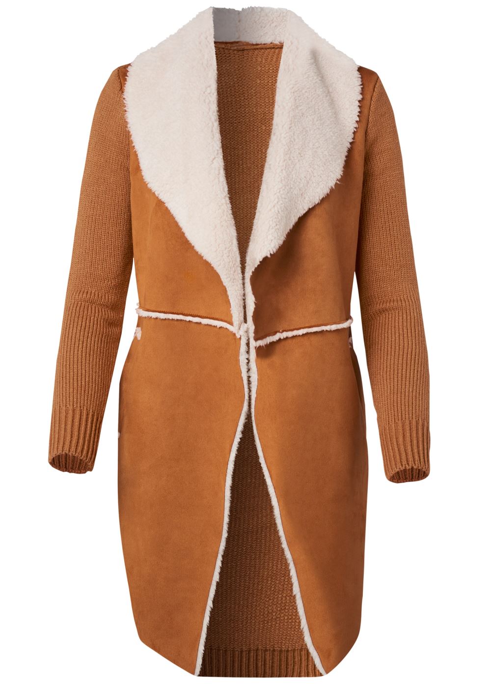 Venus Faux-Shearling Lined Coat in Camel