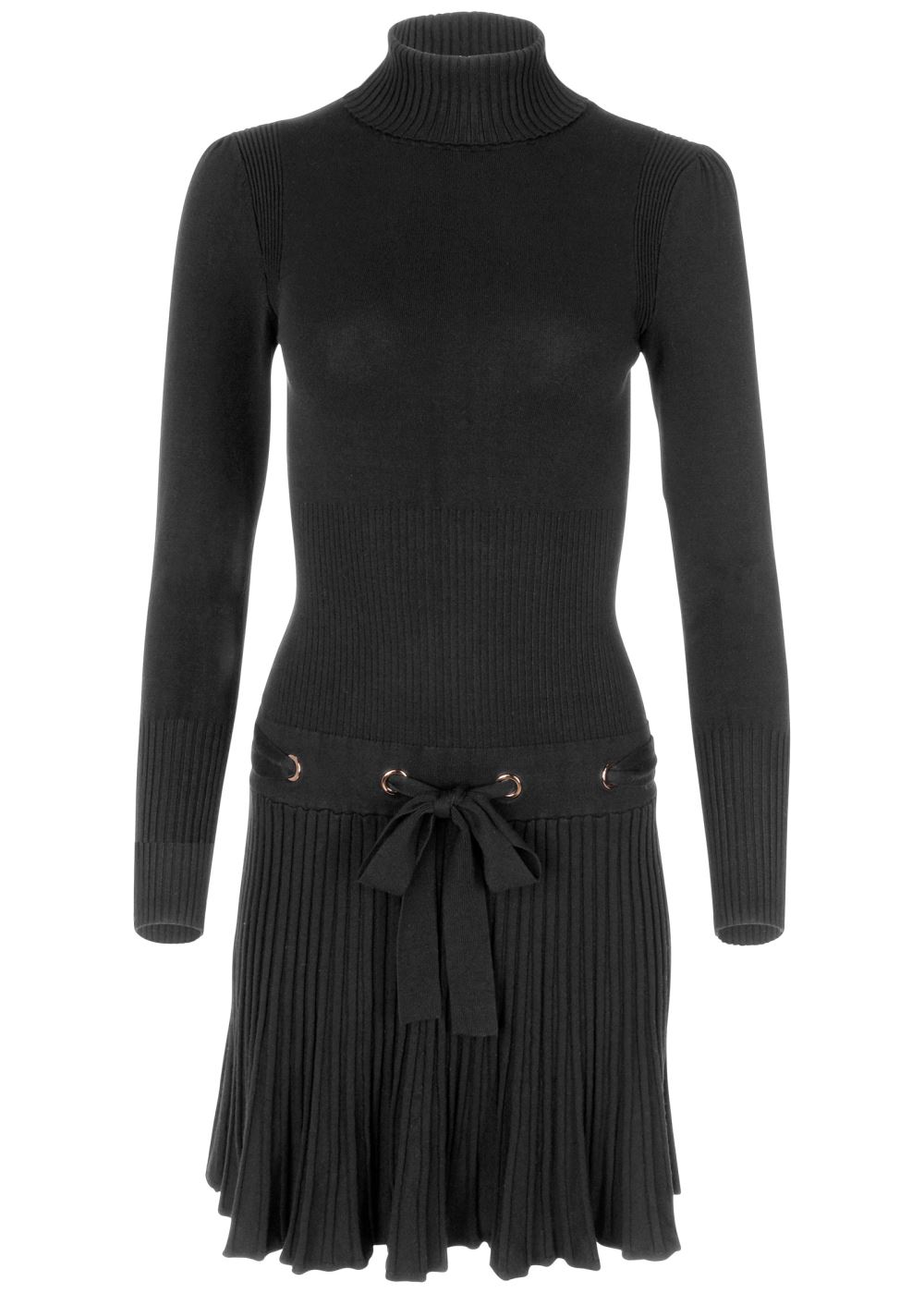 Venus Pleated Sweater Dress - Black