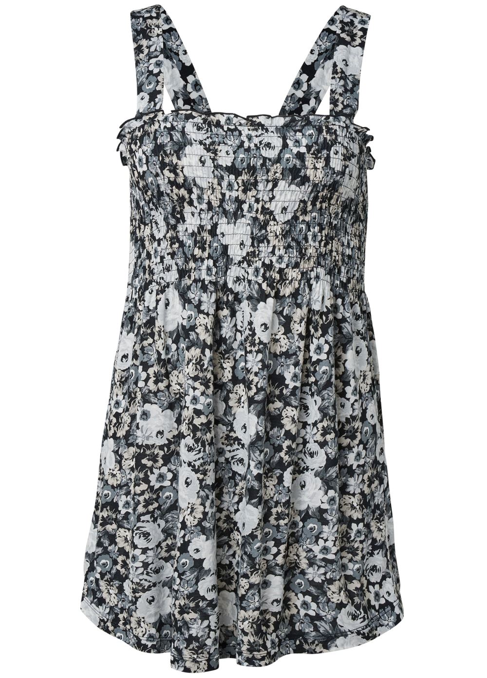 Venus Smocked Tunic Top in Black & White