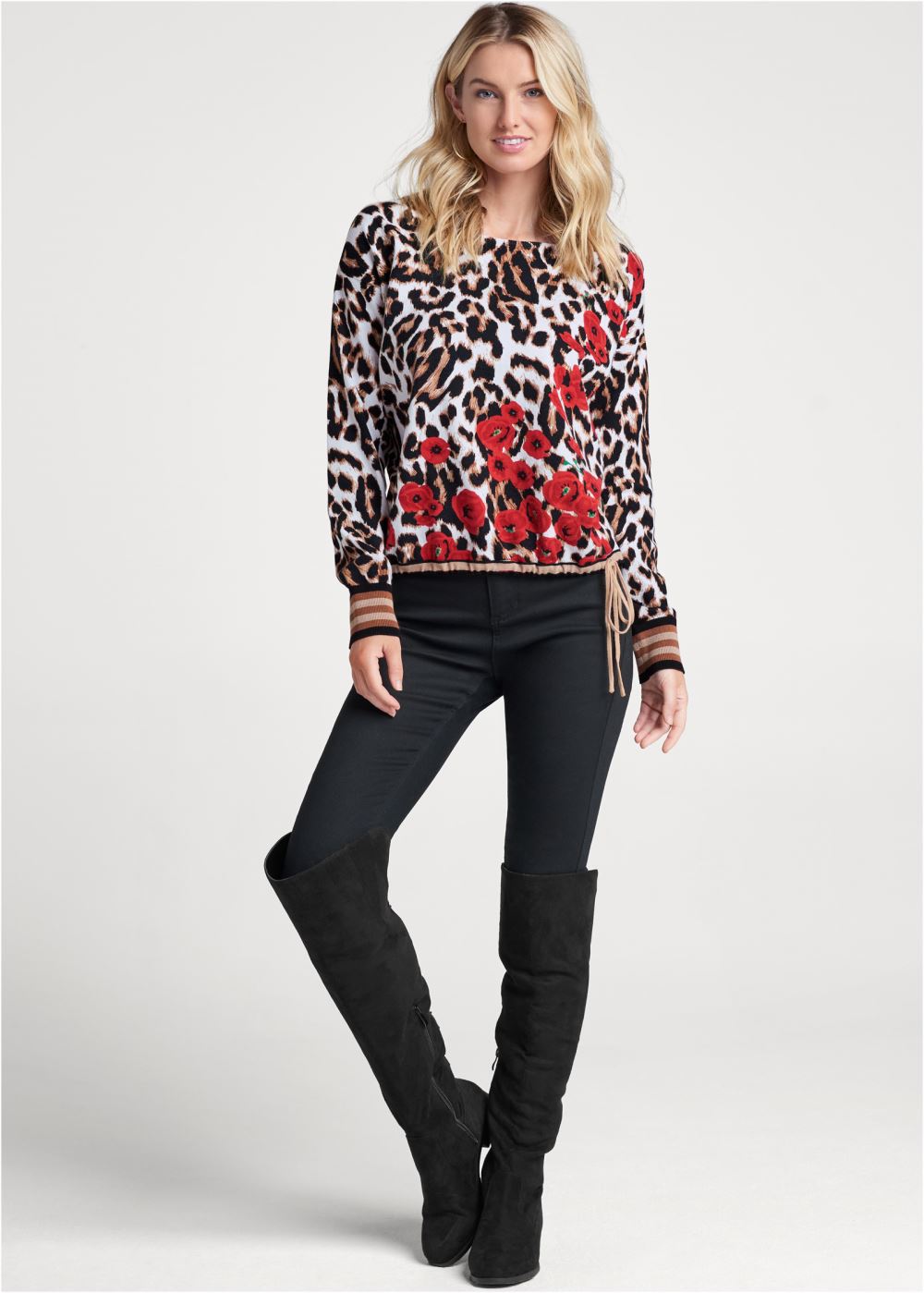 Venus VENUS | Mixed Print Sweater in White