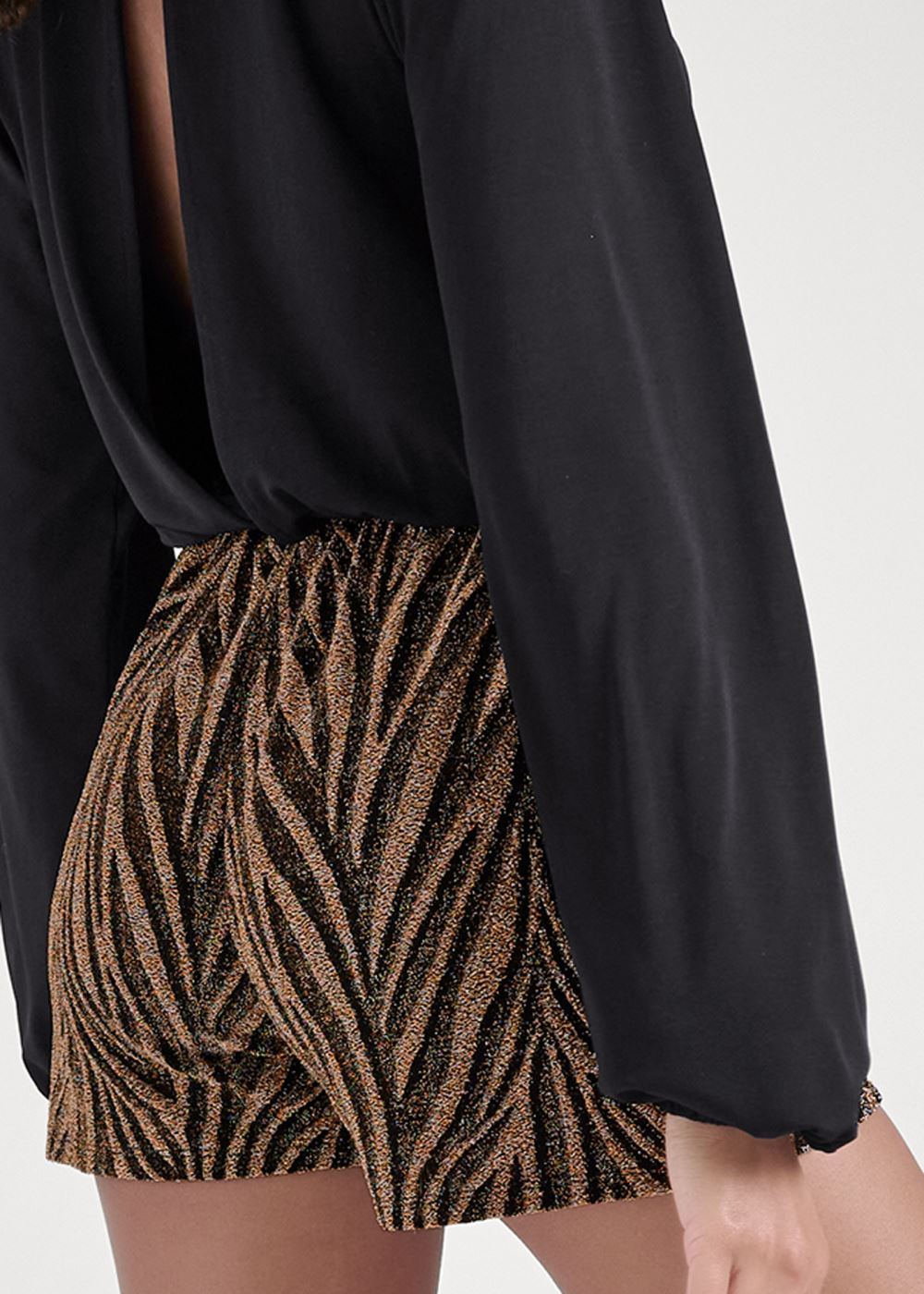 Venus Animal Print Shimmer Romper in Black Multi