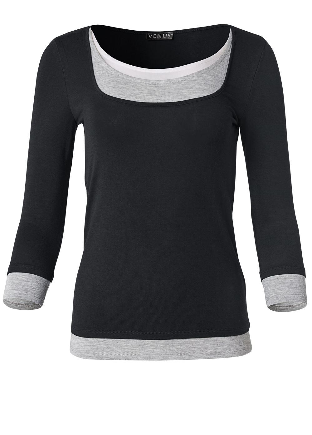 Venus Layered Casual Top in Black Multi