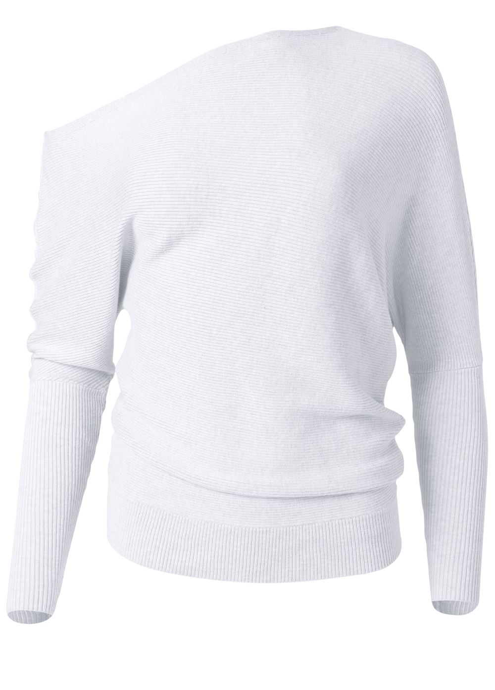 Venus VENUS | One-Shoulder Ribbed Sweater in White
