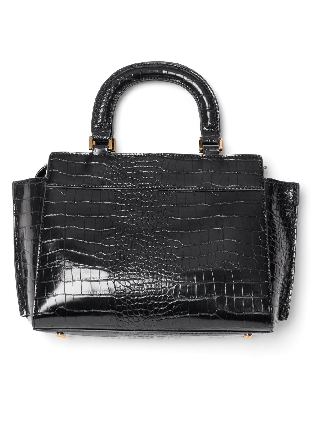 Venus Croc Textured Handbag in Black