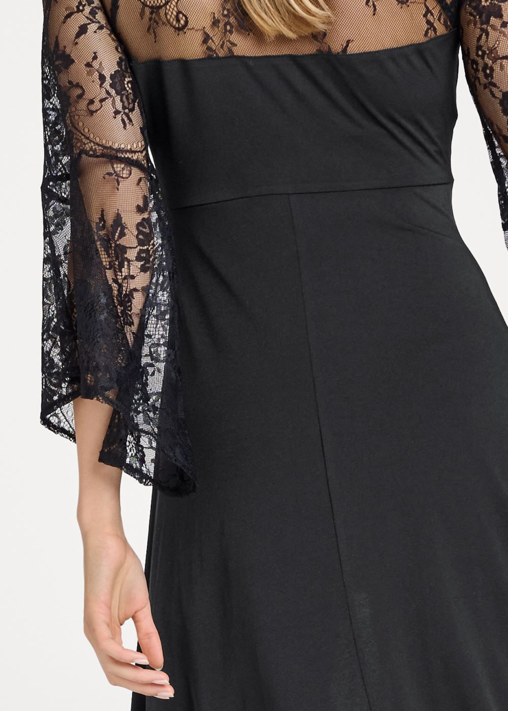 Venus Embellished Lace Sleeve Top in Black