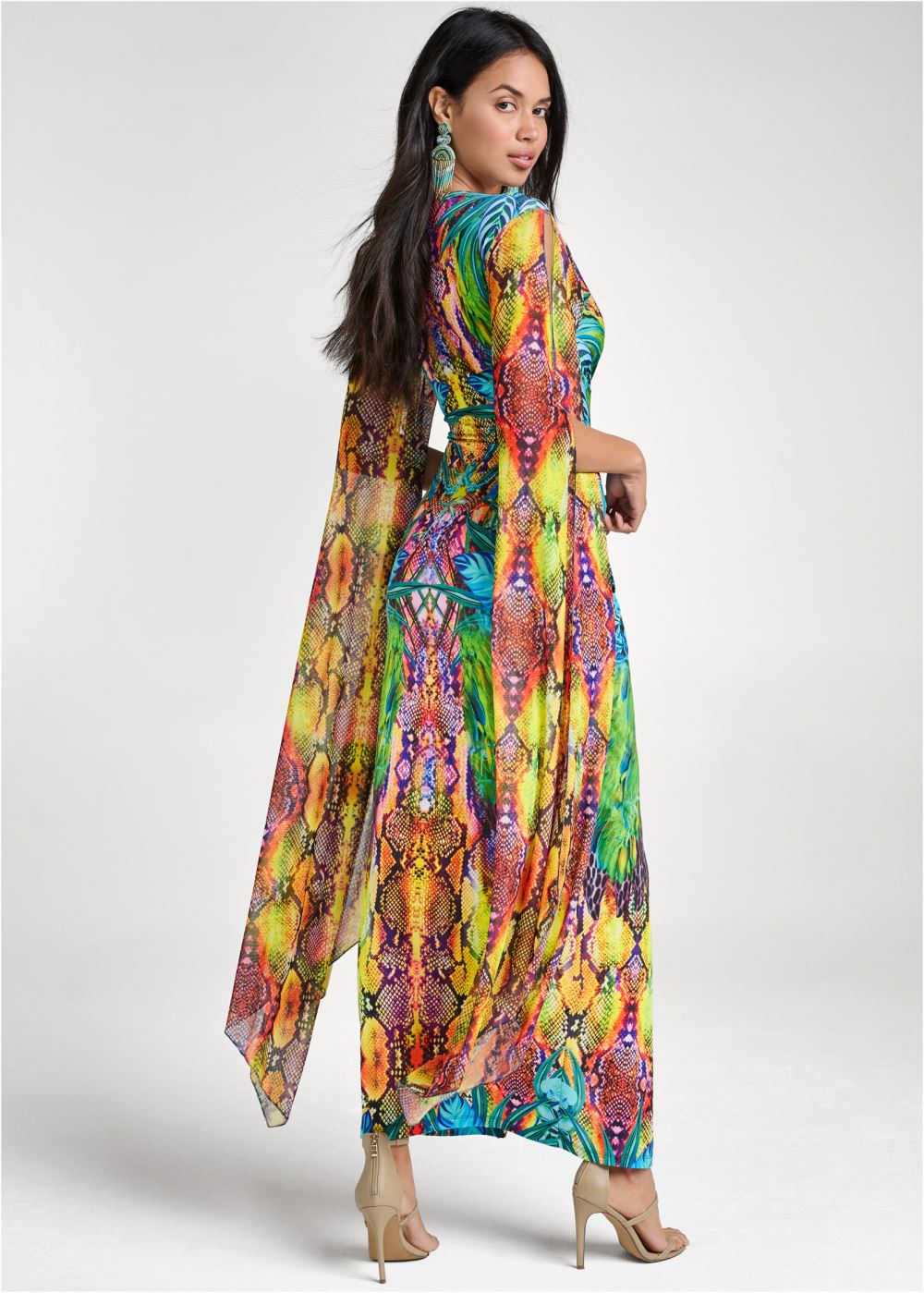Venus Exaggerated Sleeve Dress - Blue Multi